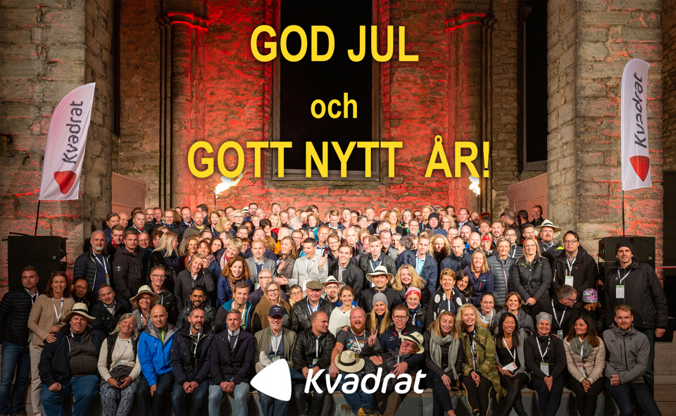 Julkort från Kvadrat, taget i St Niclolai kyrkoruin i Visby 2019.