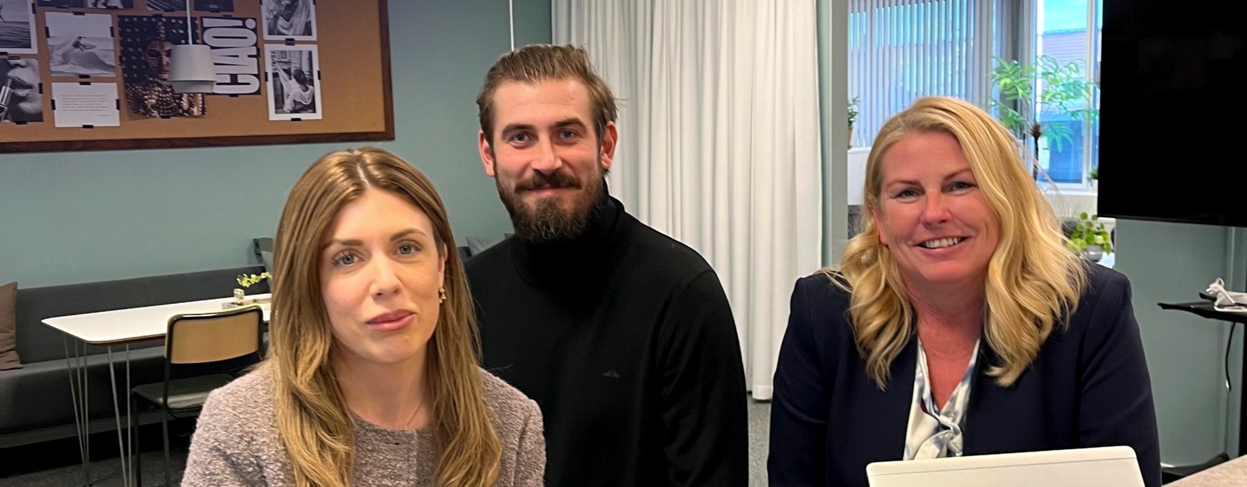 Från vänster: Sara Wood, kundansvarig, Sebastian Magnani, ansvarig Tech, och Maria Liljeblad, vd, Kvadrat Linköping.